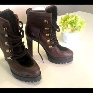 Dsquared 2 boots brown leather and cowhide